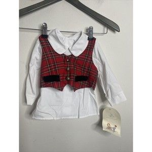 Vintage The Children’s Hour By Jan Briggs Red Plaid Vest Top Sz 12 Months